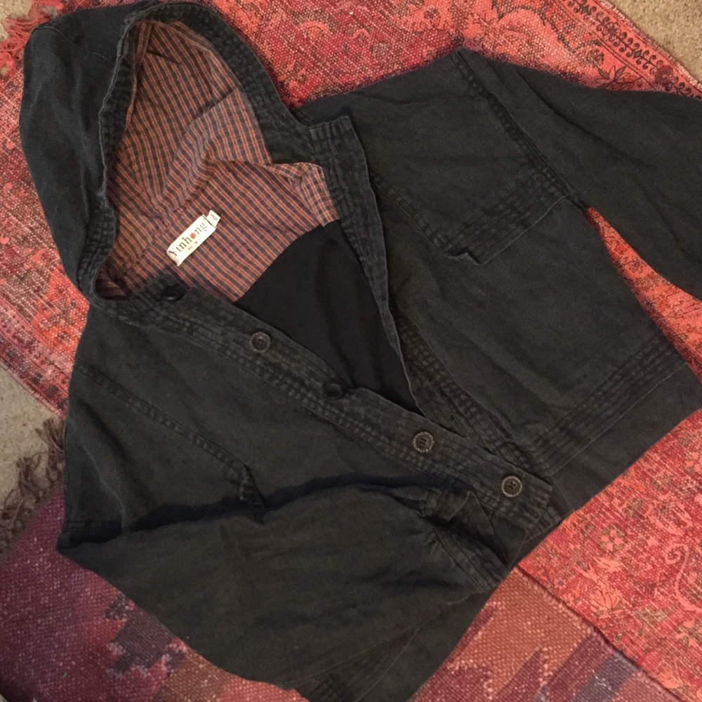 Vintage black jean w/ plaid hooded jacket