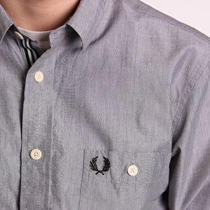 Fred Perry Gray Button Up Large