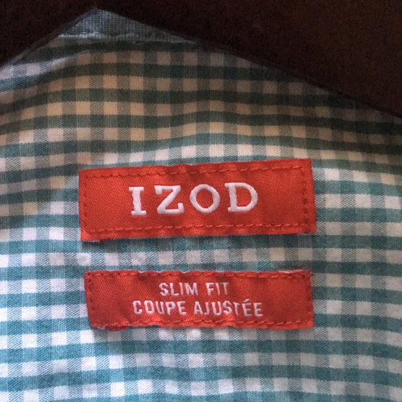 Izod Green Square Button Down - Picture 3 of 4