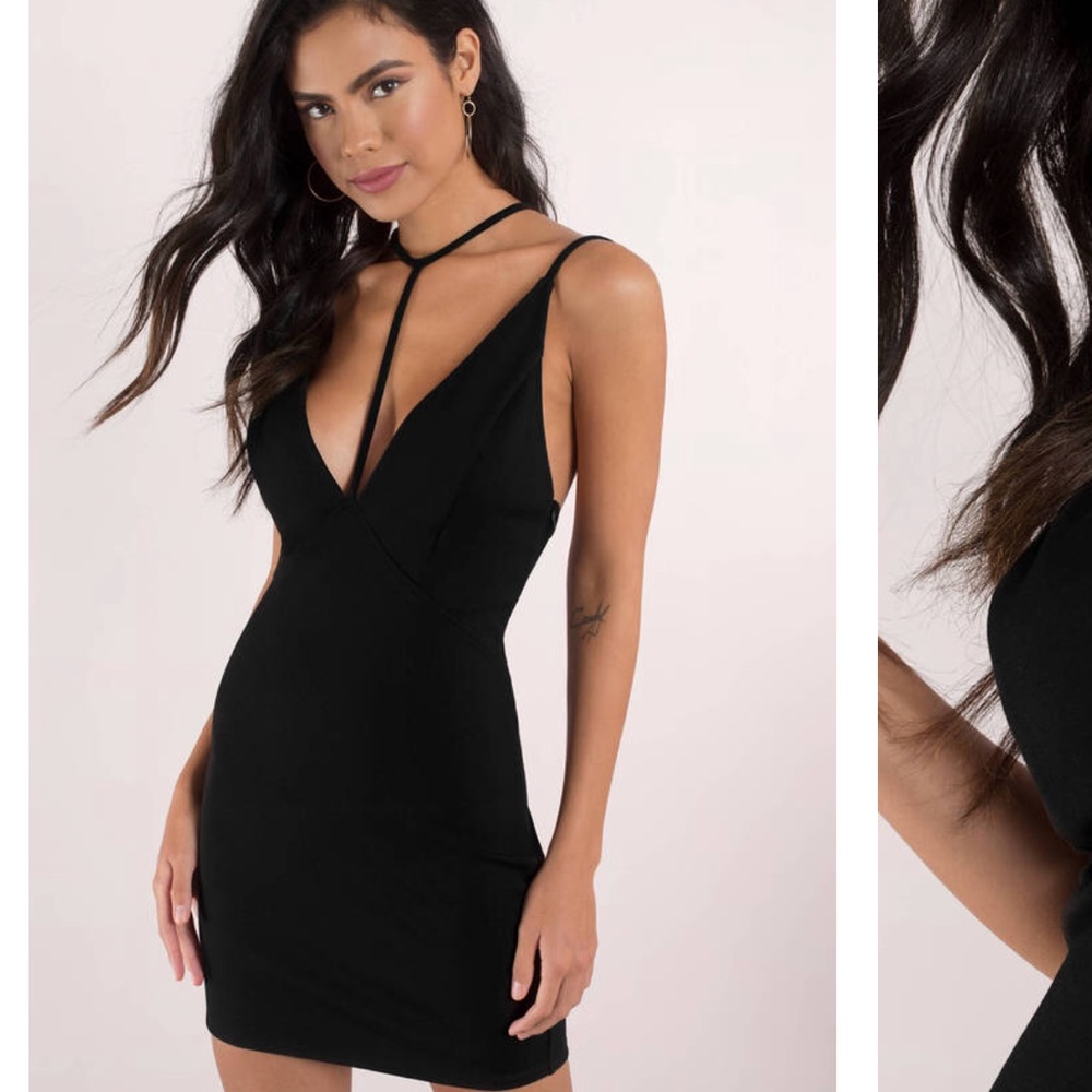 Tobi Caddie Cat Collar Black Bodycon Dress