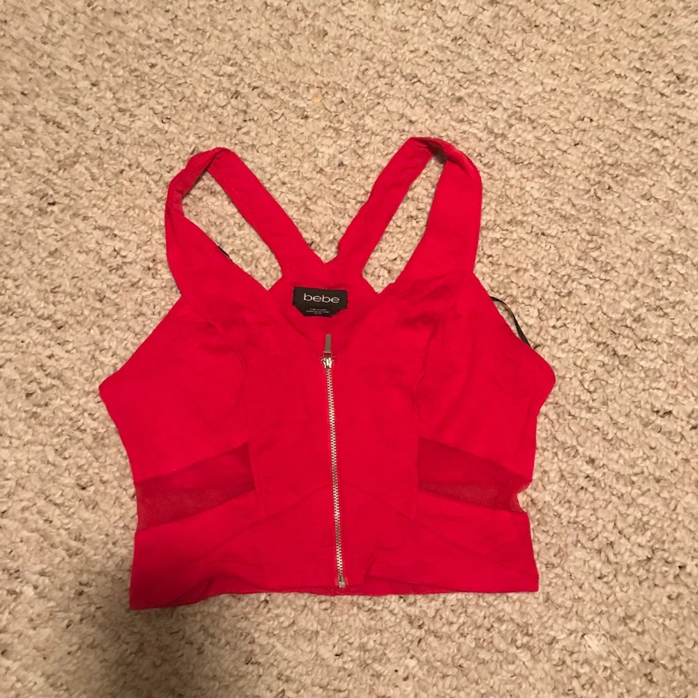 Bebe red mesh crop top