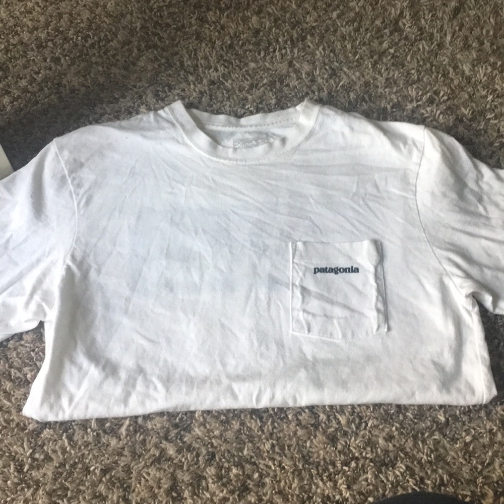 white Patagonia t shirt