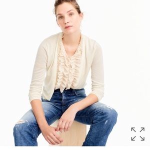 J crew cardigan with ruffle underlay