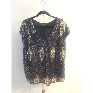 Cap sleeve sequin top