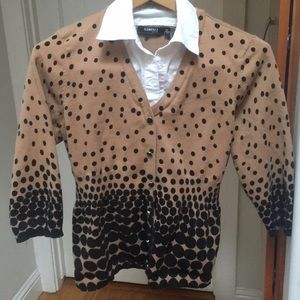 Polka Dot Cardigan with Faux Shirt
