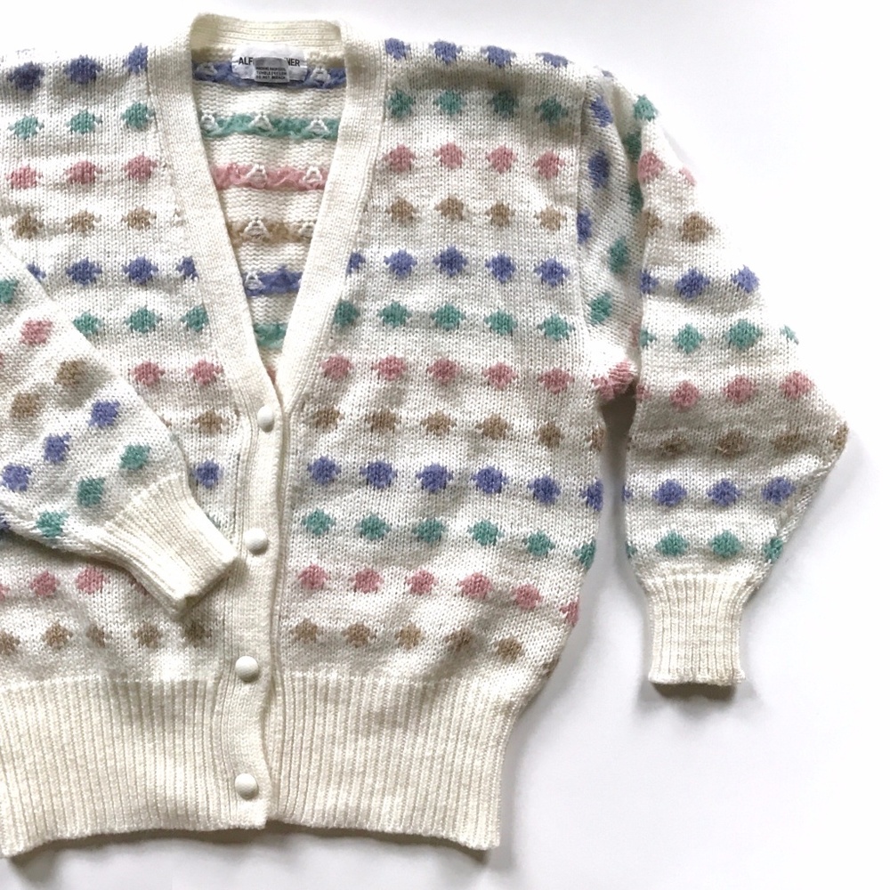 Alfred Dunner Polka Dot Knit Cardigan