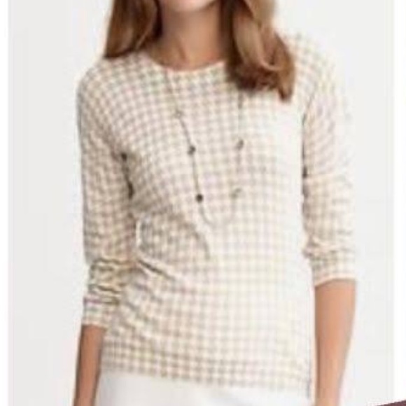 Banana Republic Sweaters - Banana Republic Beige Houndstooth Crewneck Sweater