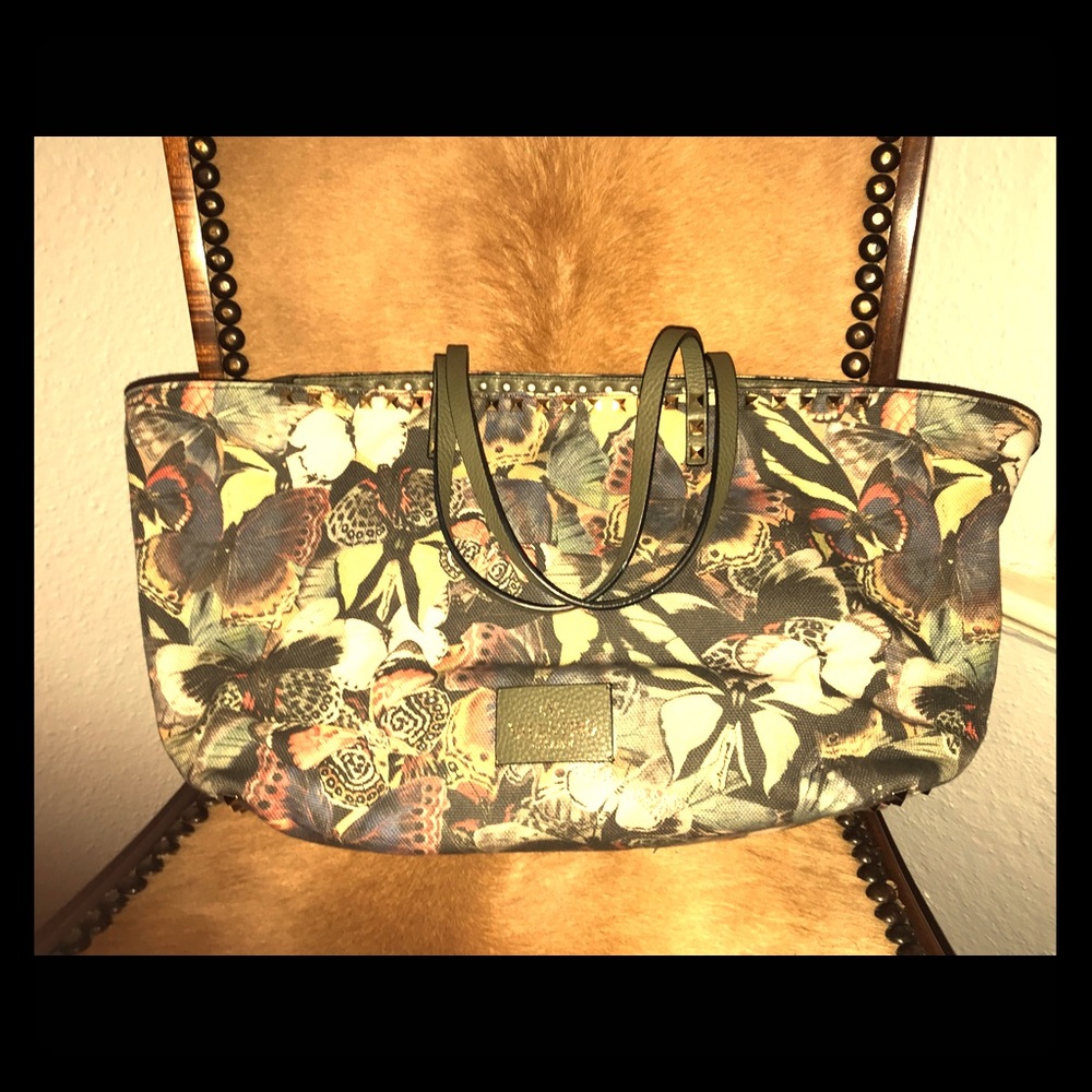 Valentino Jungle Print Spiked Tote