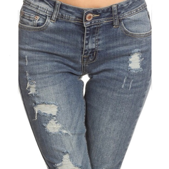 Distressed ankle cuff skinny jean - Picture 5 of 6