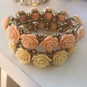 Set of two rose floral bracelets