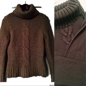 Michael Kors chunky turtleneck knit cable sweater