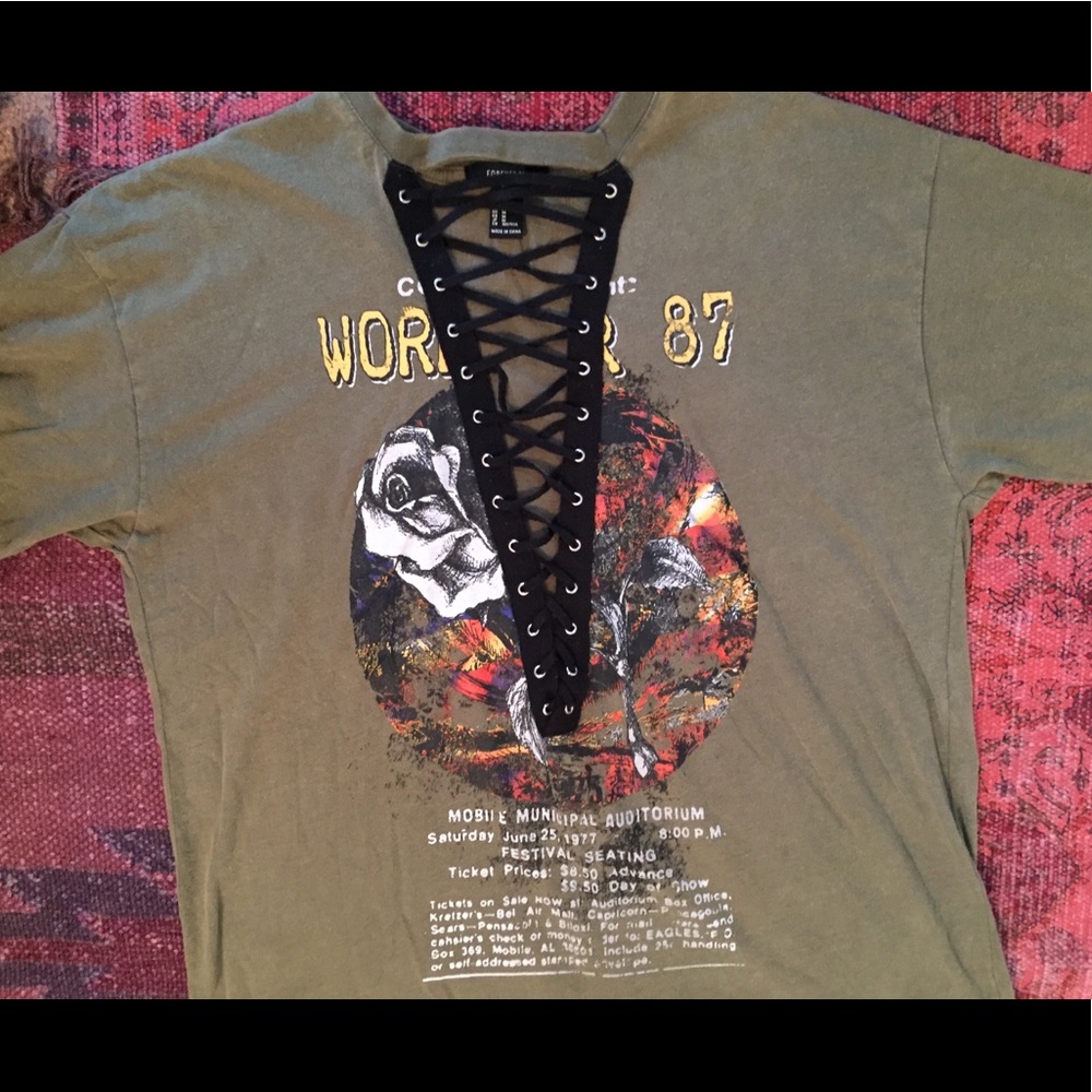 Forever 21 lace up graphic tee