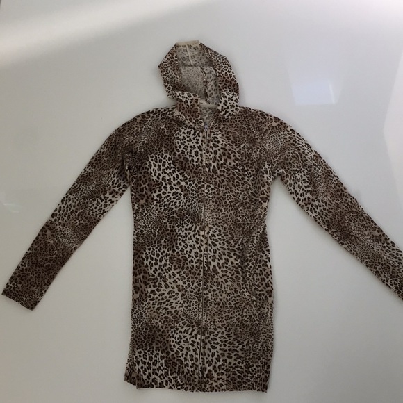 100% cashmere long hoodie animal print - Picture 1 of 5
