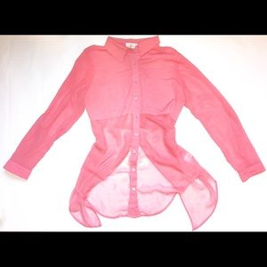 Sheer Coral Button up Shirt