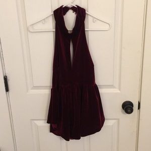 DO+BE halter red velvet top