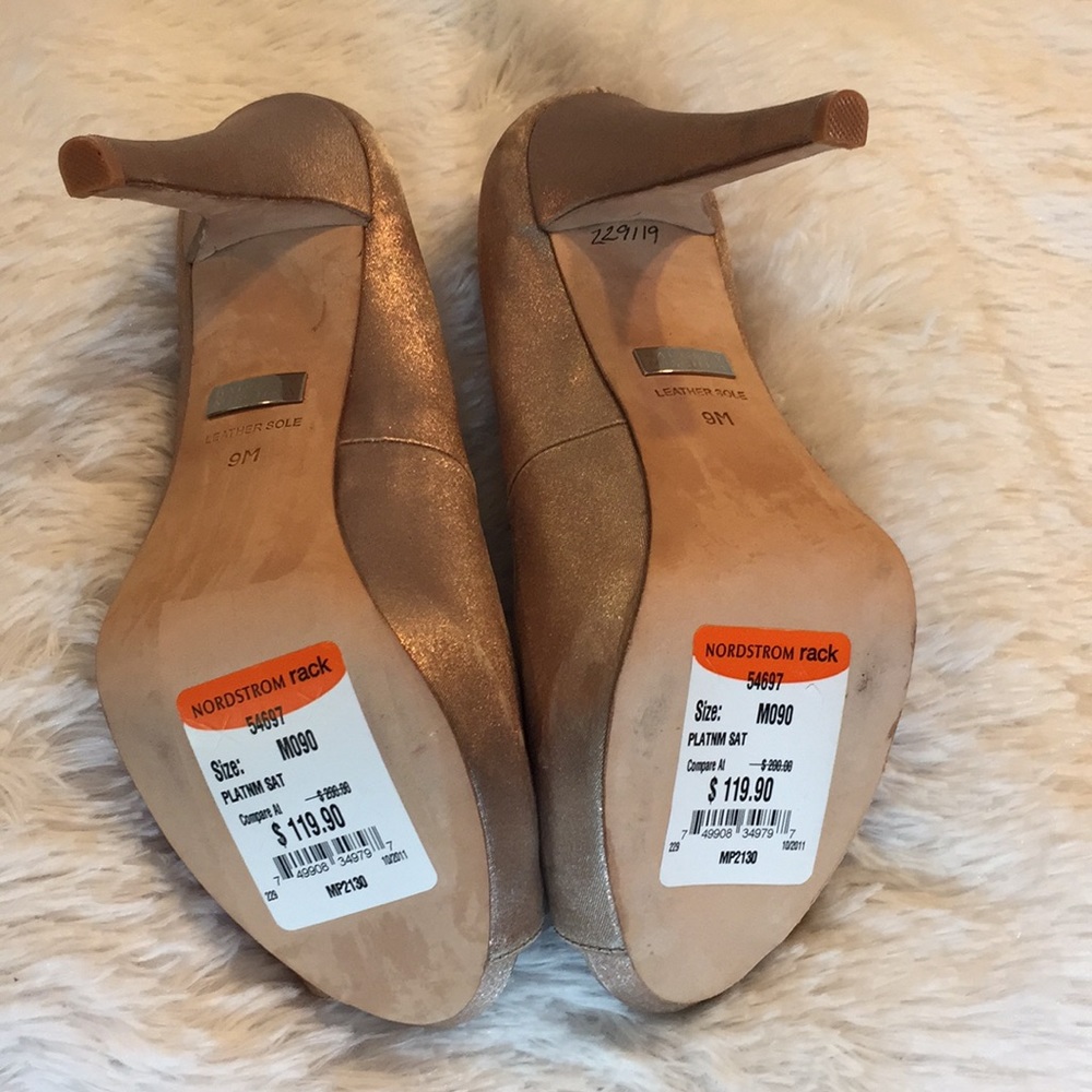 Badgley Mischka Bronze Peep Toe Heels - Picture 4 of 7