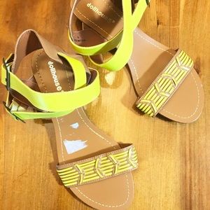 Dollhouse Neon Cross Straps Sandals