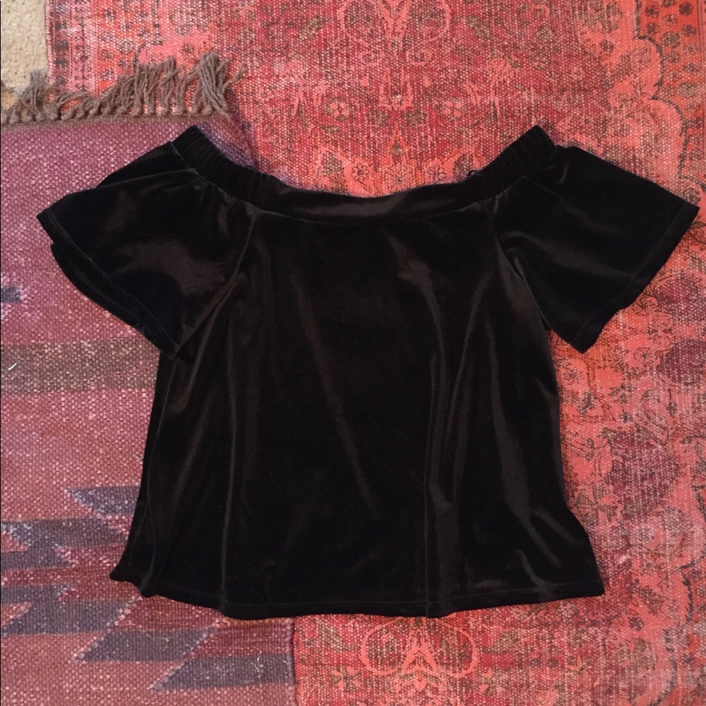 Black velvet off the shoulder top