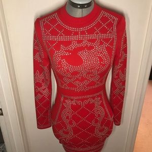 Red sparkly bodycon dress