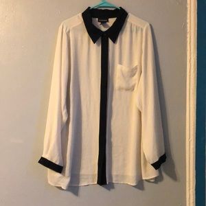 Lane Bryant satin button up blouse.