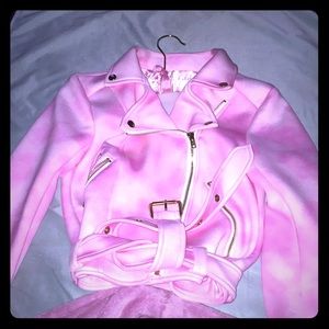 Soft pink biker styled jacket