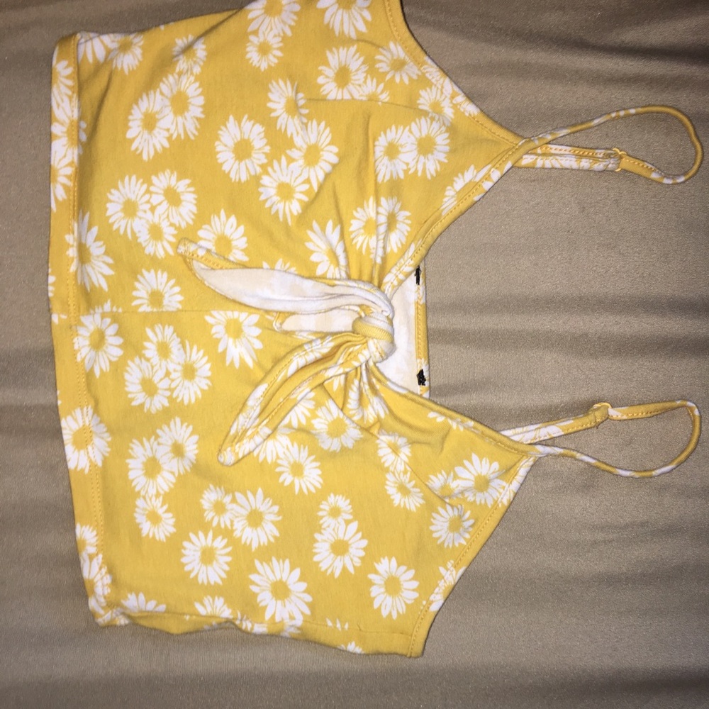 Yellow flower crop top