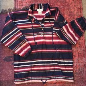 Vintage fleece striped half snap pullover