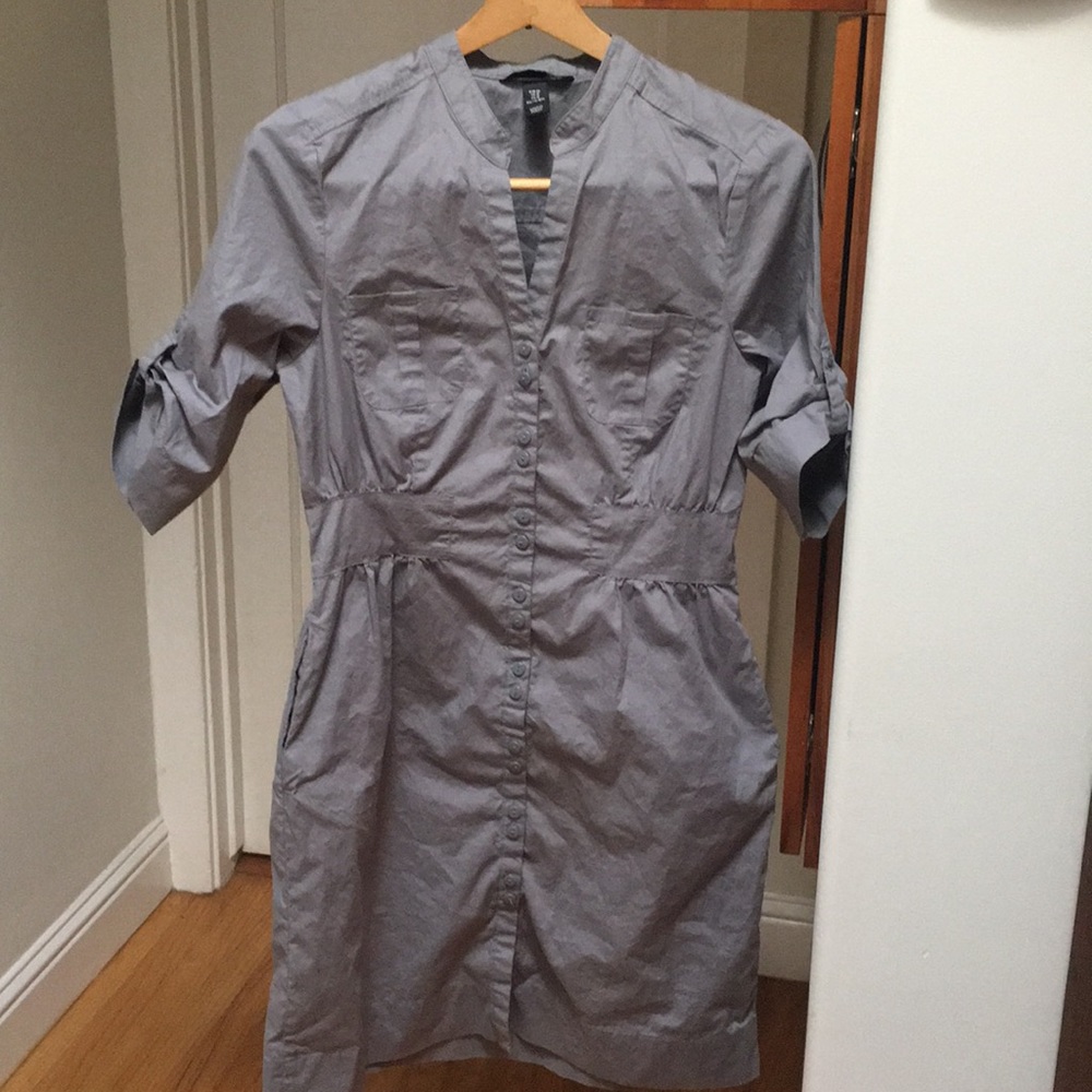 Grey Button Down Dress
