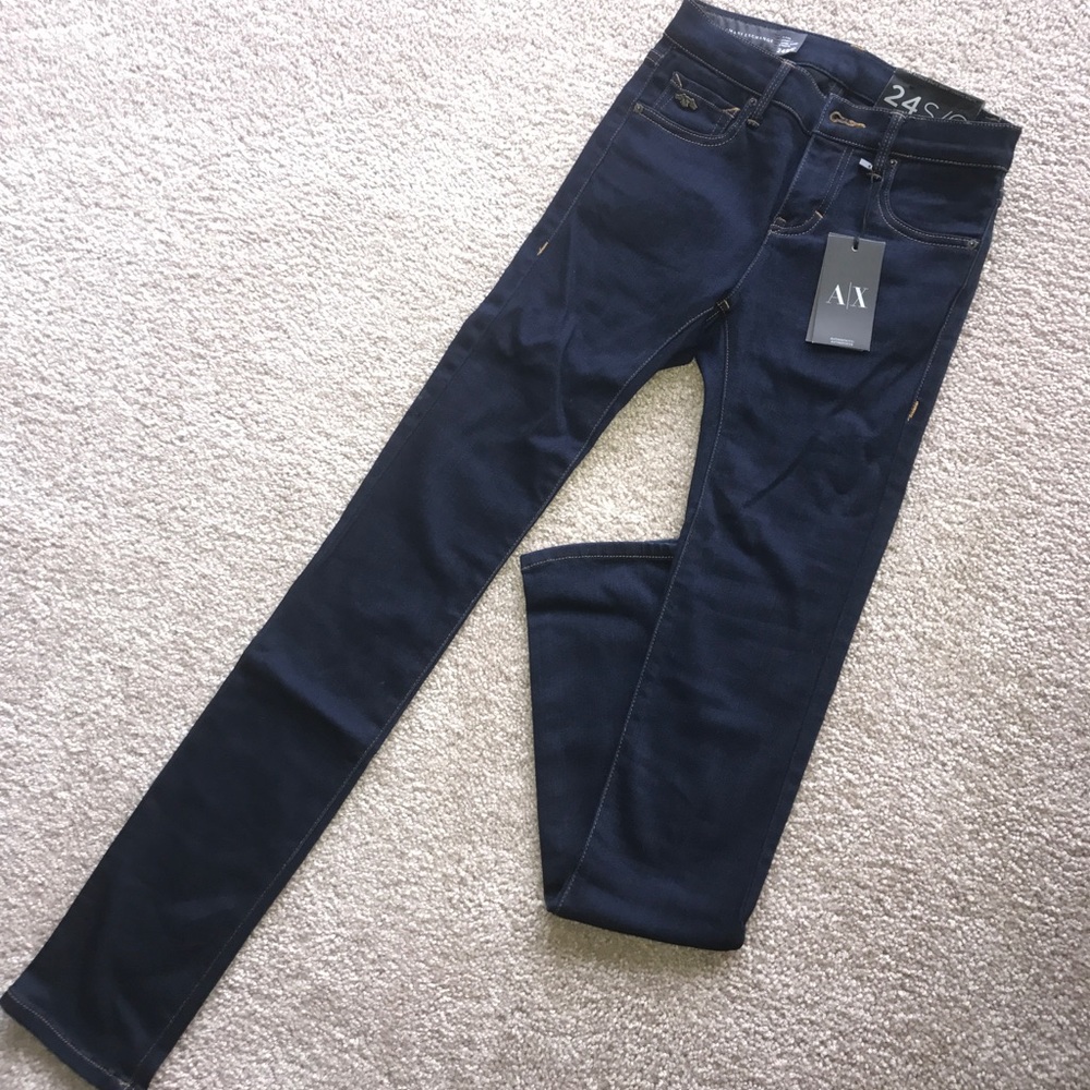 Armani exchange dark blue skinny jeans
