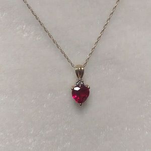 💓10k Gold Necklace with Ruby Heart Pendant