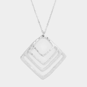 Layered Hammered Square Necklace