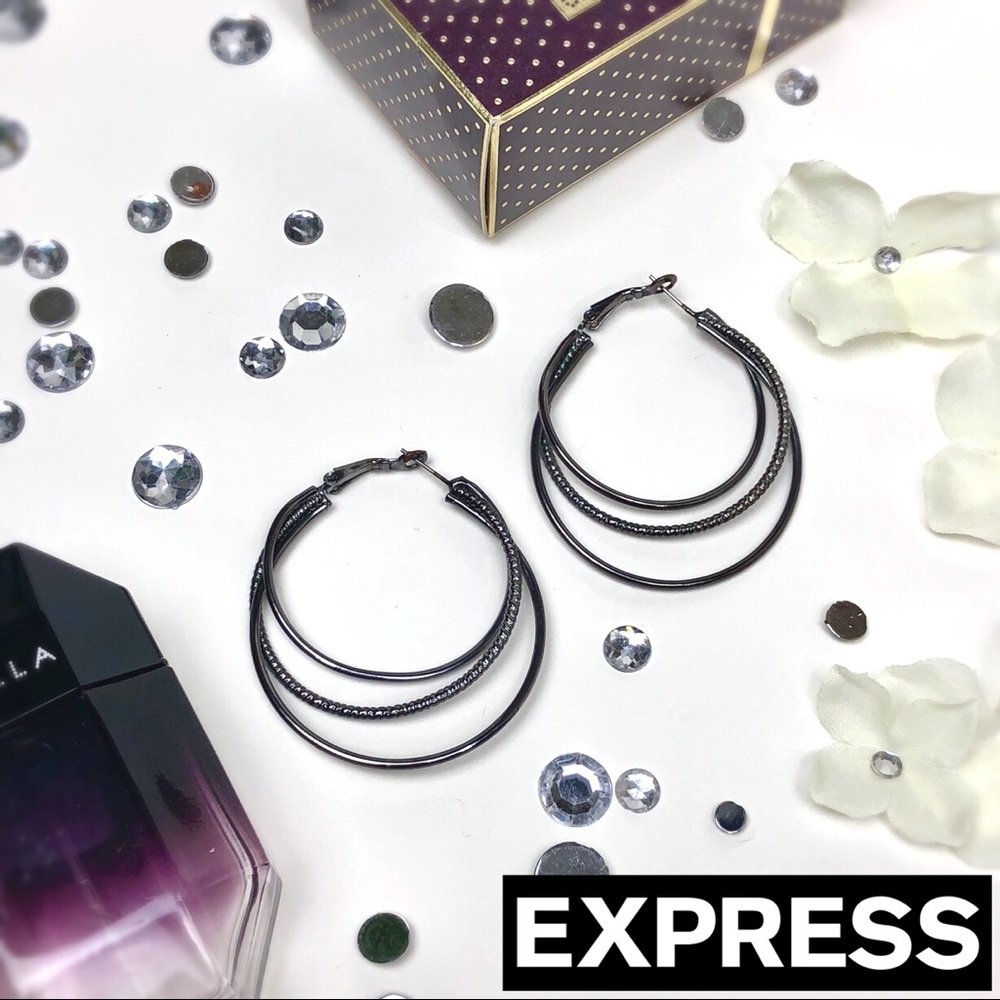 Express Hematite Hoops
