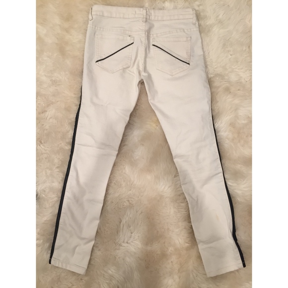 Free People White Jeans with Leather Stripe - Picture 4 of 5