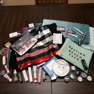 VS bag, MerSea scarf, Milly bag, & makeup