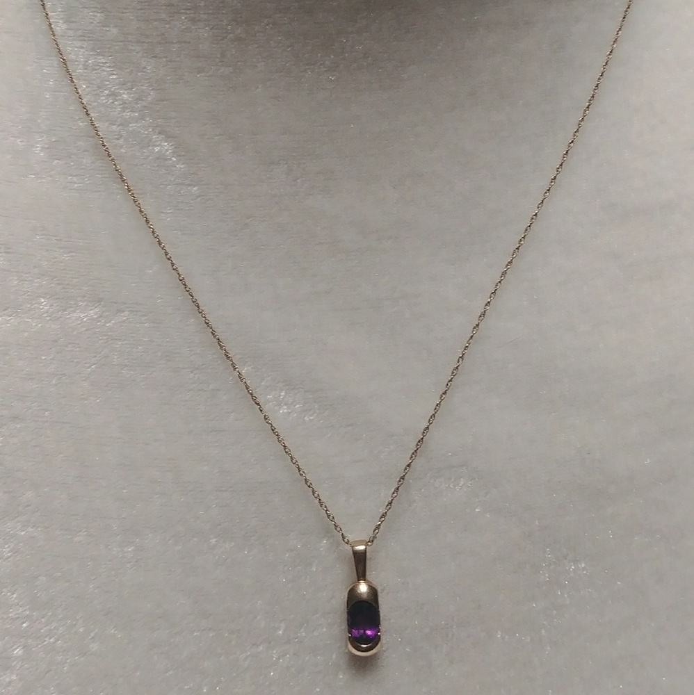 Amethyst and 10 k Gold Necklace