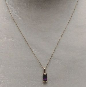 Amethyst and 10 k Gold Necklace