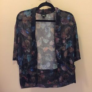 Black sheer flower cover up