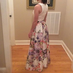 Two piece gown white and floral.