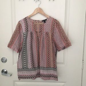J Crew Pink Geometric Blouse