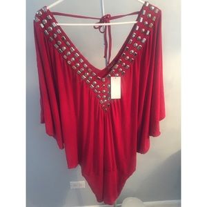 Red embellished dress/tunic