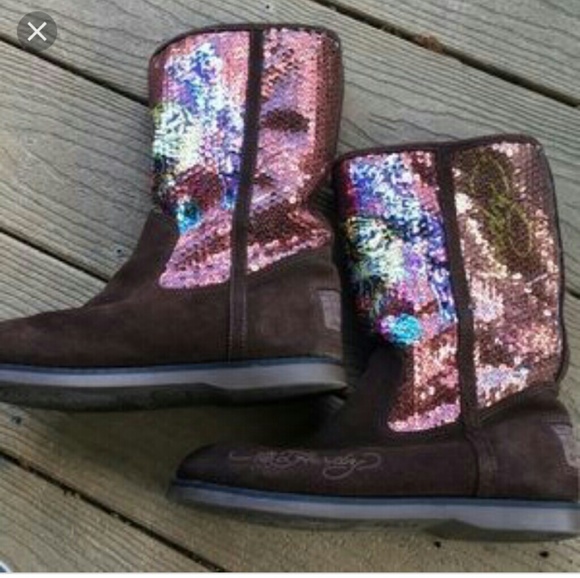 Ed Hardy Shoes - Ed hardy sequin tiger boots size 10