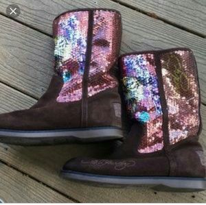 Ed hardy sequin tiger boots size 10
