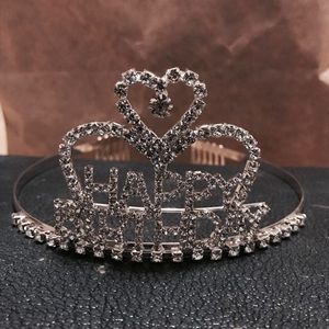 Rhinestone happy birthday tiara crown