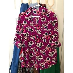 Express original fit button down blouse