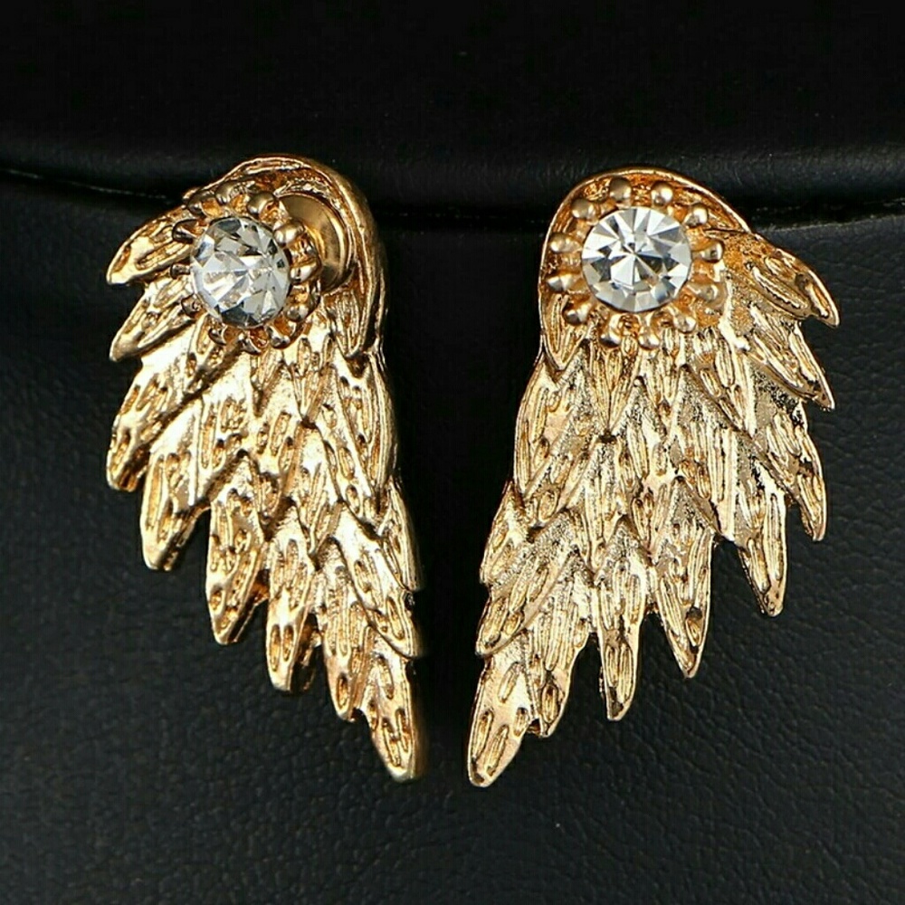 NEW Holiday Angel Wing Gold Earring CostumeJewelry - Picture 1 of 2