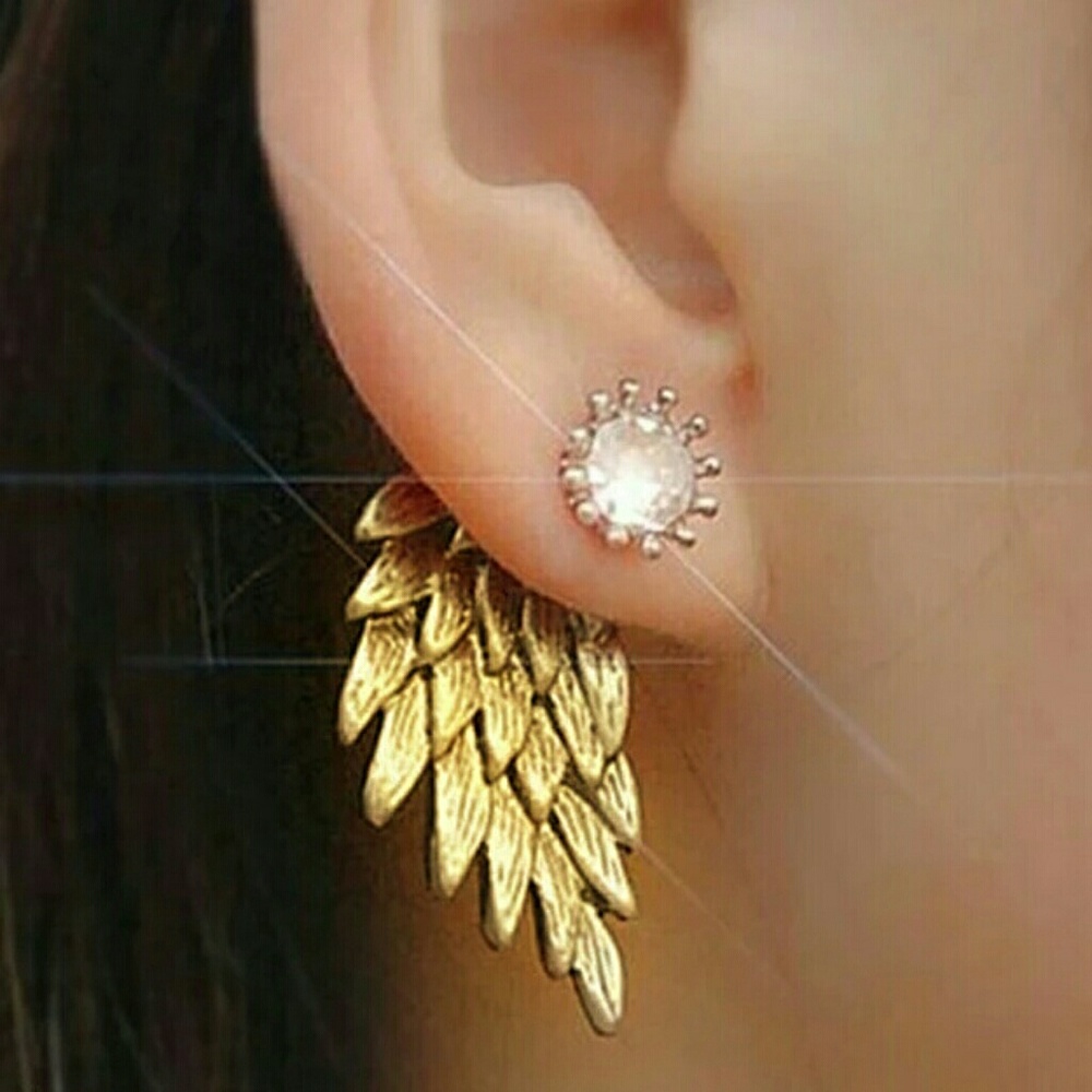 NEW Holiday Angel Wing Gold Earring CostumeJewelry - Picture 2 of 2