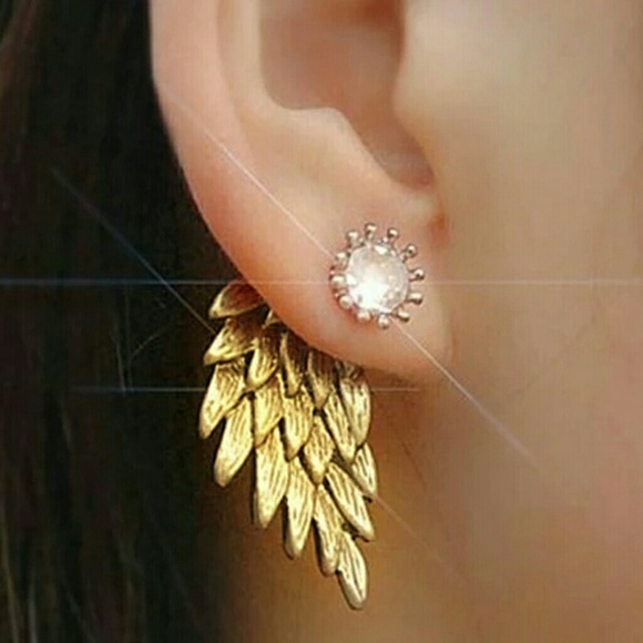 NEW Holiday Angel Wing Gold Earring CostumeJewelry - Picture 2 of 2