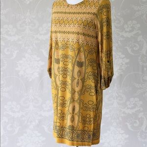 Mustard and navy dress with pockets- NWOT