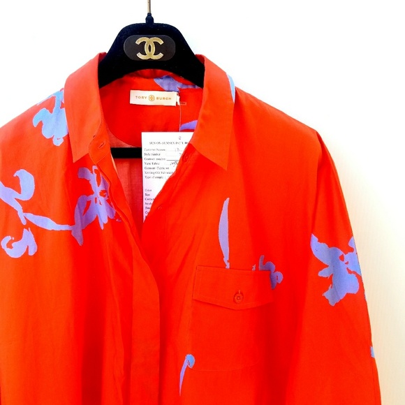 Tory Burch Tops - ❤ HOST PICK ❤NWT Tory Burch Orange Blue Dolman Top