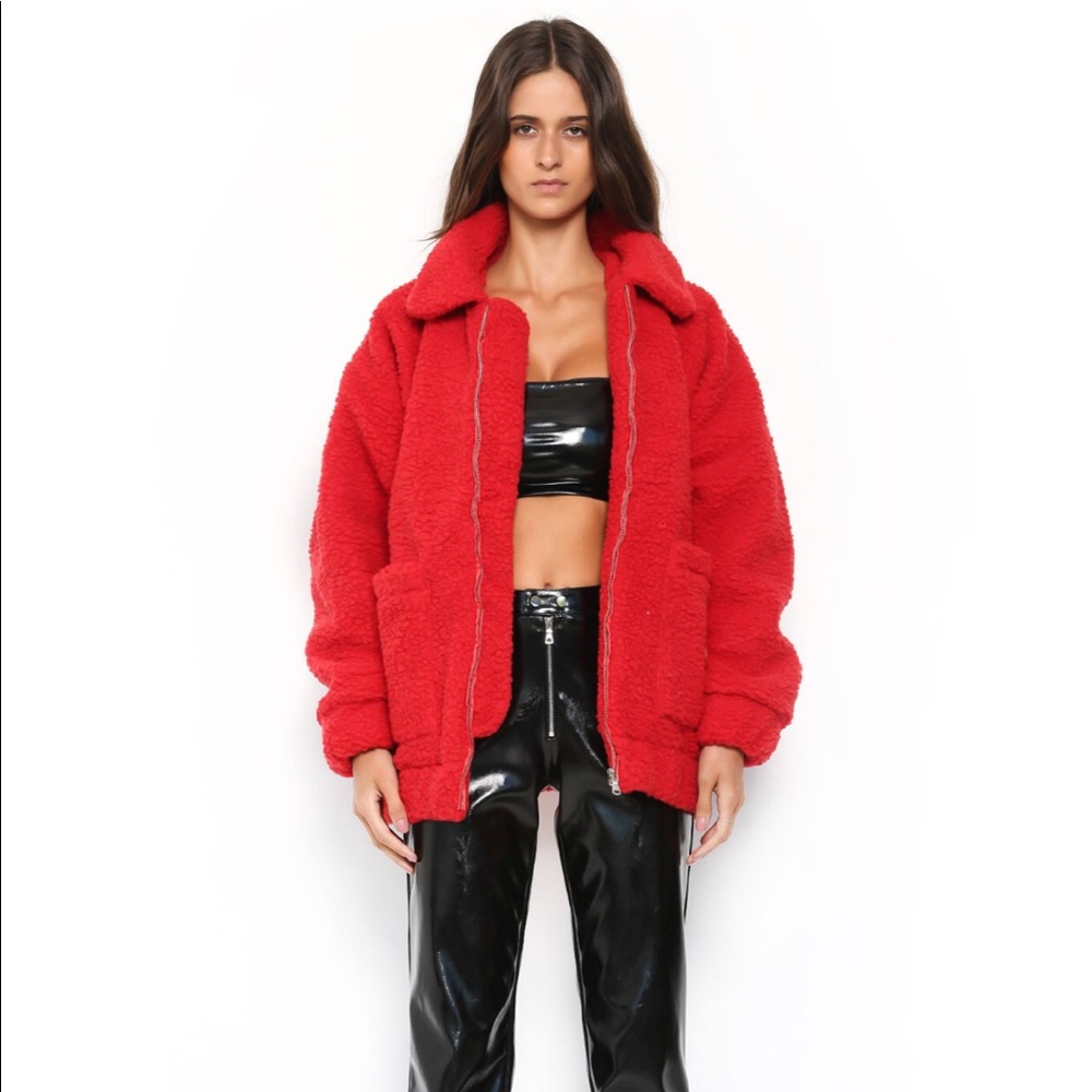 I.AM.GIA Pixie Red Teddy Coat (NWT)